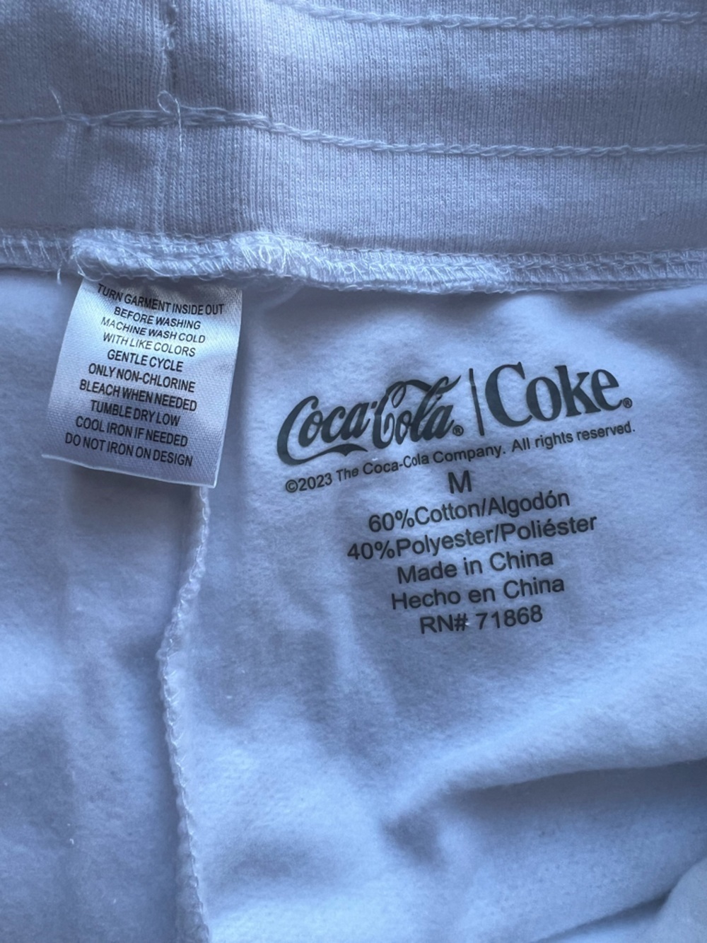 Coca Cola White Women's Drawstring Shorts with Rainbow Logo - Picture 7 of 7